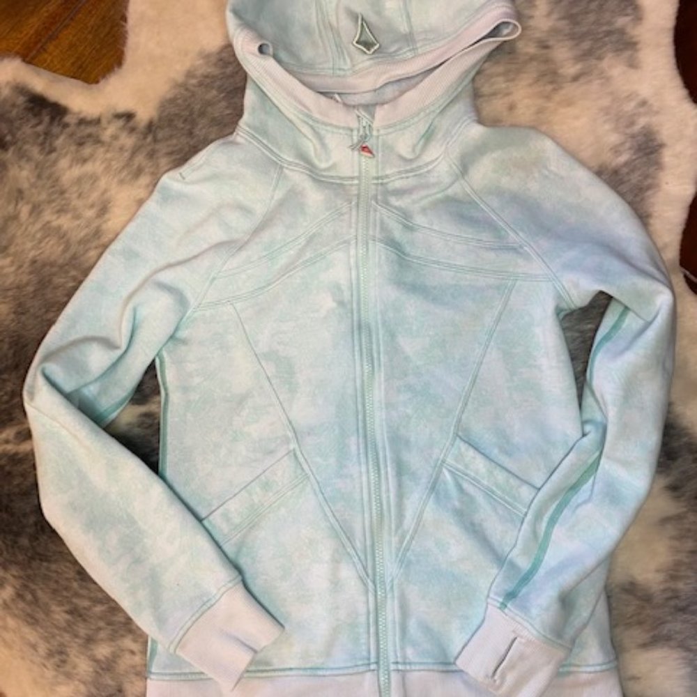 Ivivva Teal and White Tie Dye Scuba Hoodie 14